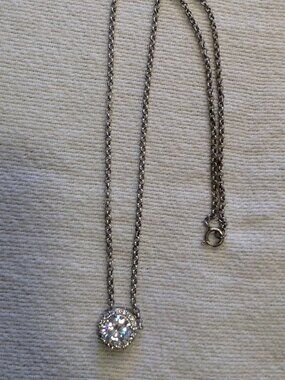 VTG 80's Sterling 925 FAS CZ in Halo Setting Pendant Beautiful Stunning Classy